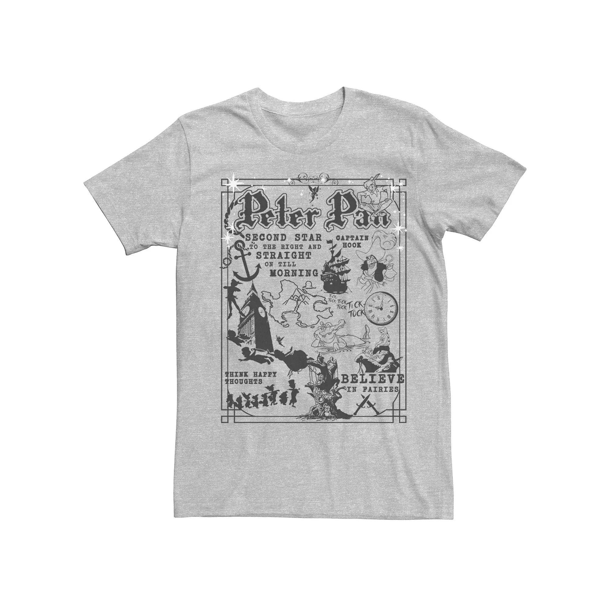Disneys Peter Pan Mens Vintage Poster Tee Athletic Grey Product Image