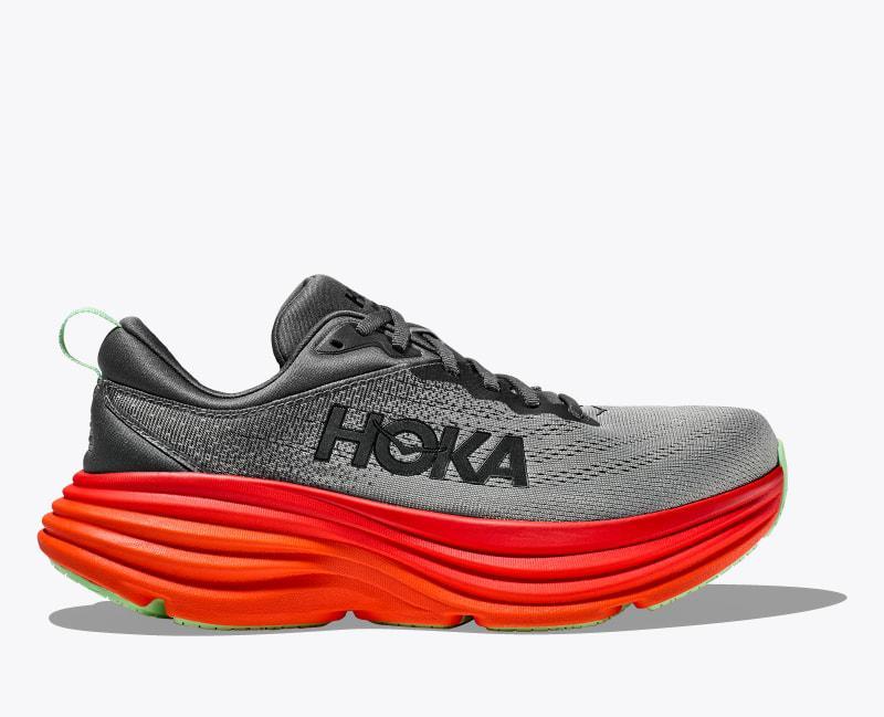 HOKA Mens Bondi 8 Shoes in Lettuce/Solar Flare, Size 10.5 Product Image