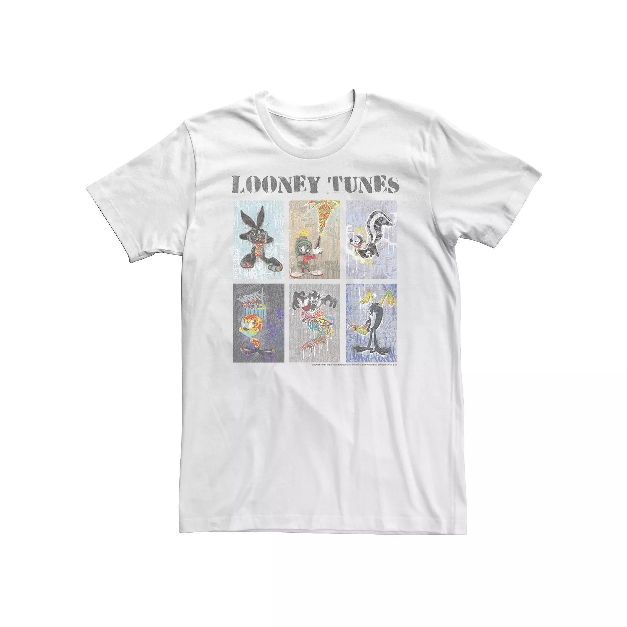 Big & Tall Looney Toons Painted Character Squares Tee, Men's, Size: 5XL, White Product Image