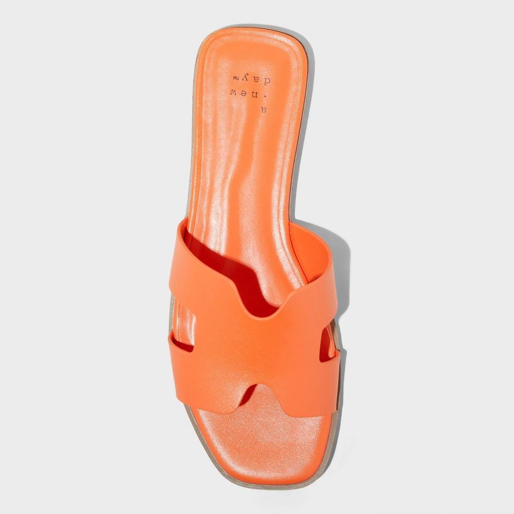 Womens Nina H-Band Slide Sandals - A New Day Orange 9.5: Slip-On Open Toe, Block Heel Product Image