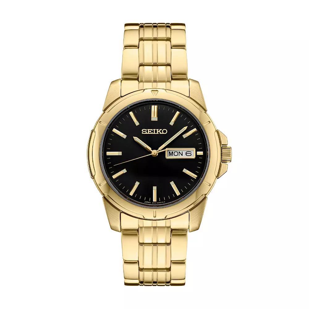 Seiko Mens Essential Black Dial Watch - SUR358 Gold Product Image