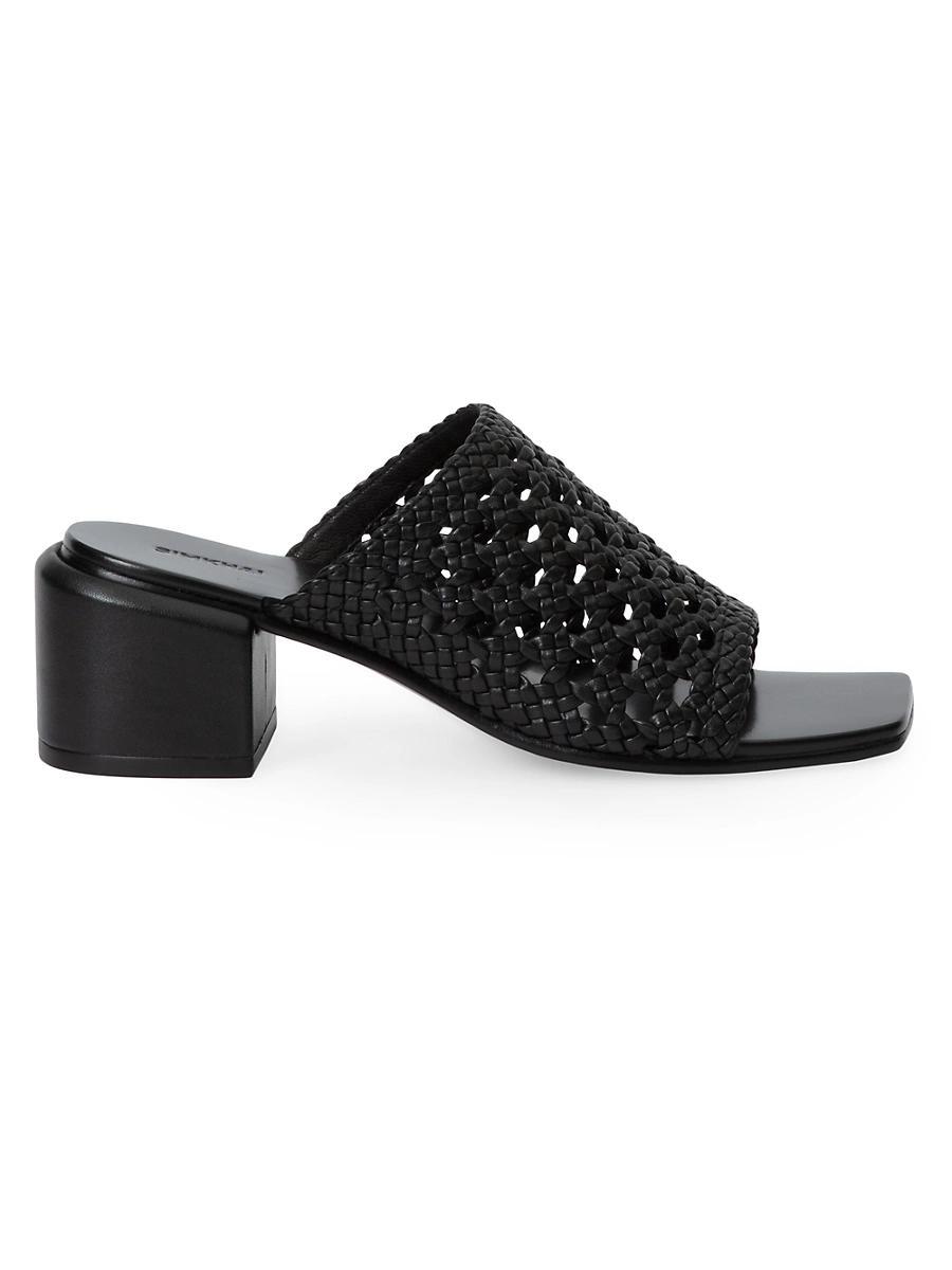 Womens Elia 50MM Woven Leather Block-Heel Mules Product Image