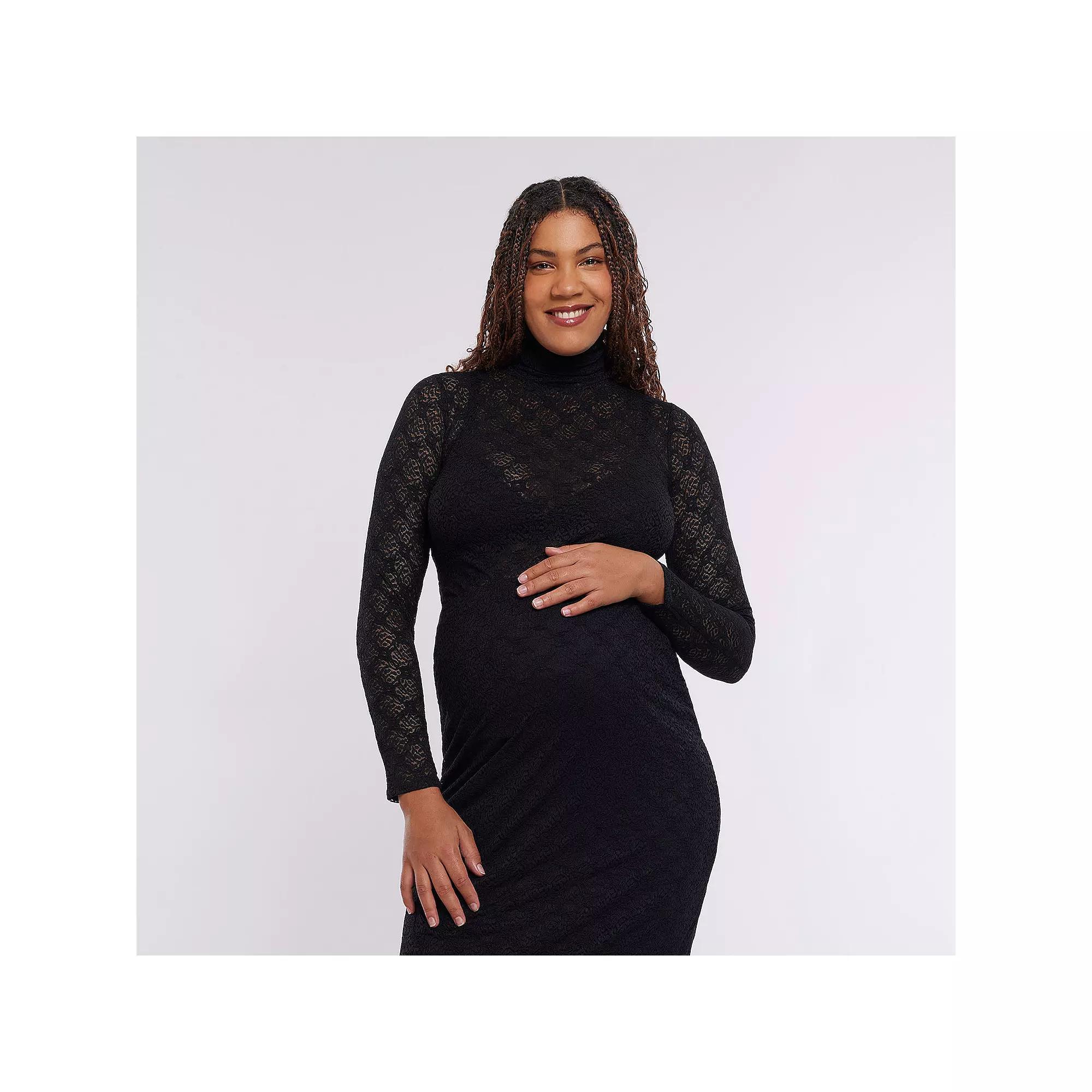 Maternity Motherhood® Turtleneck Long Sleeve Top, Women's, Size: XXL-MAT, Animal Mesh Product Image