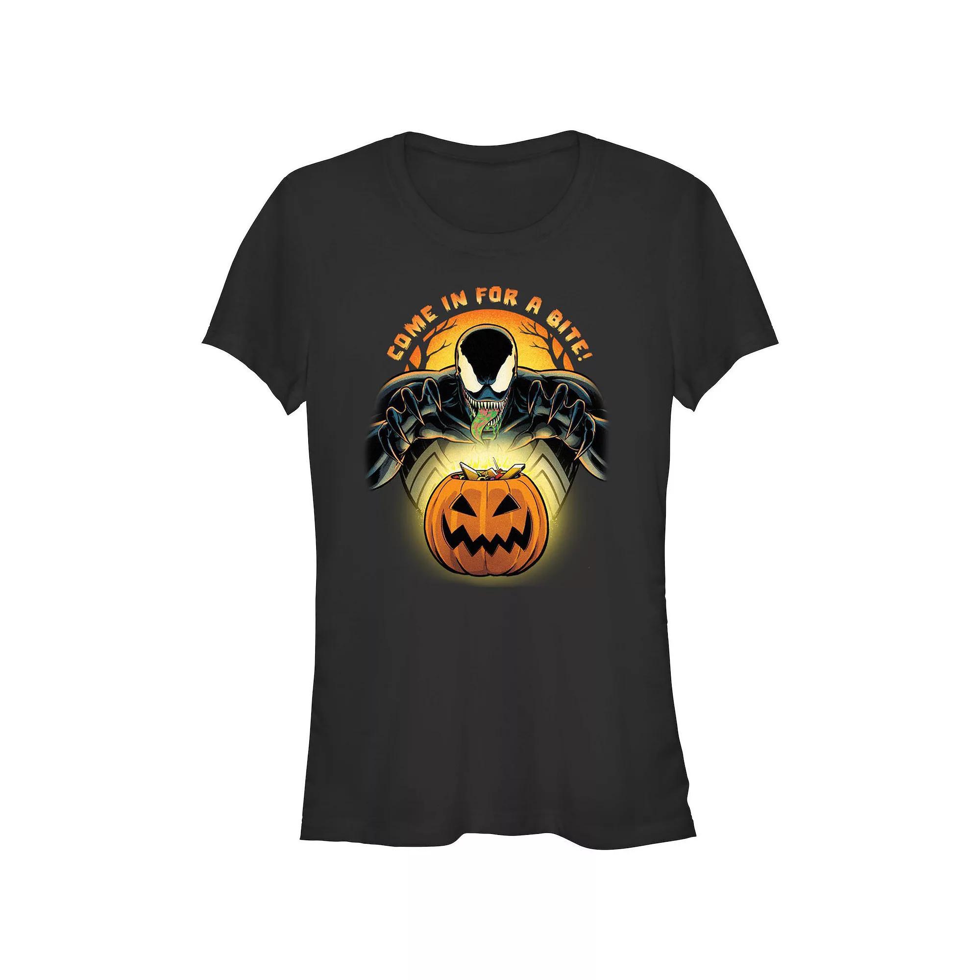 Juniors' Marvel Spider-Man Venom Come In For A Bite Graphic Tee, Girl's, Size: XXL, Black Product Image