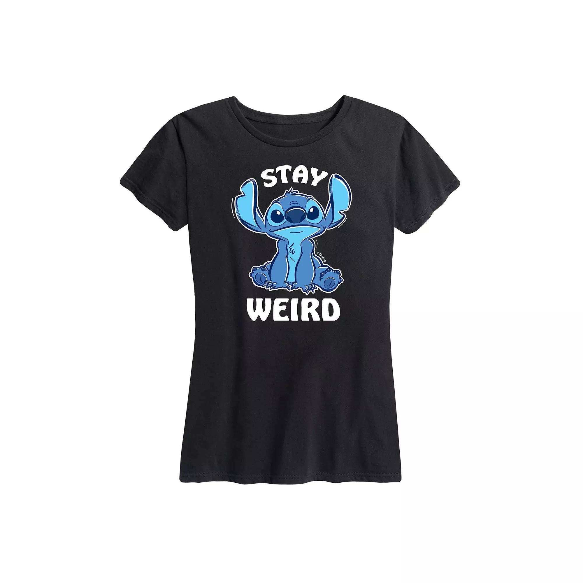 Disneys Lilo & Stitch Womens Stay Weird Graphic Tee Grey Gray Product Image