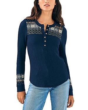 Faherty Legend Apres Waffle Henley (Chalet Fair Isle) Women's Clothing Product Image