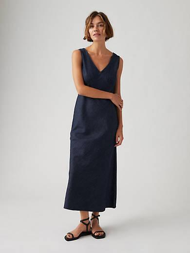 Atalia Linen+ Denim Slip Dress Product Image