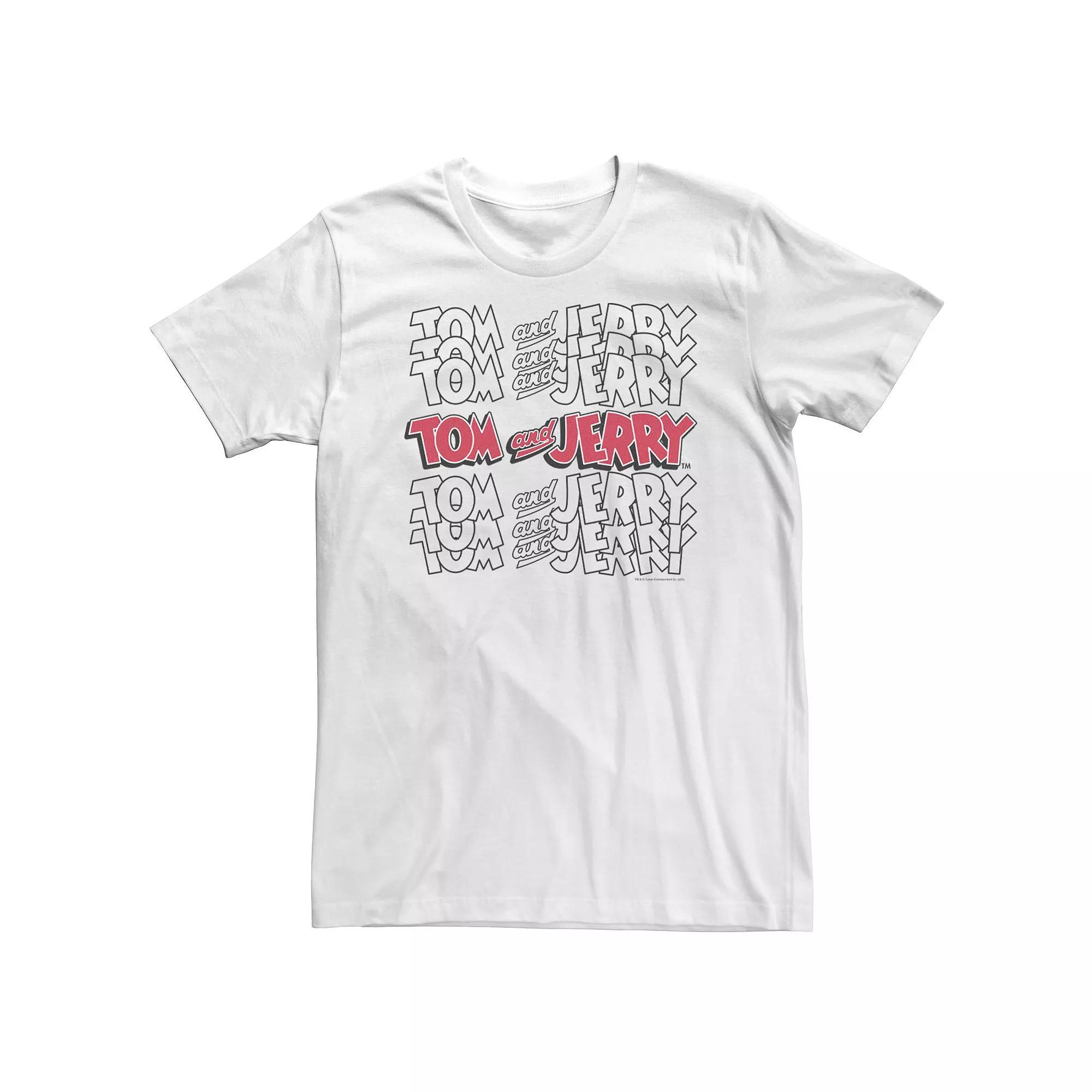 Big & Tall Tom And Jerry Logo Stack Tee, Men's, Size: 3XL, White Product Image
