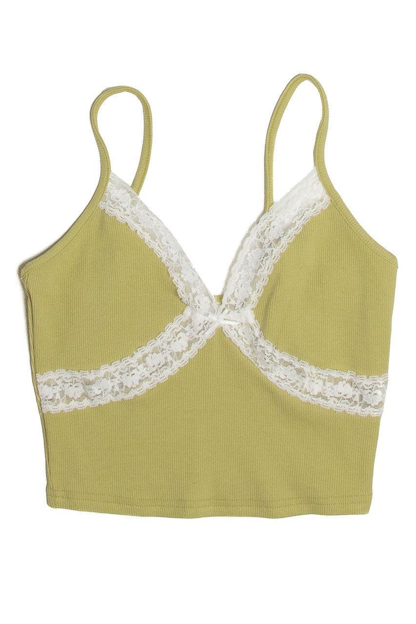 Moss Green Lace Trim Cami Product Image