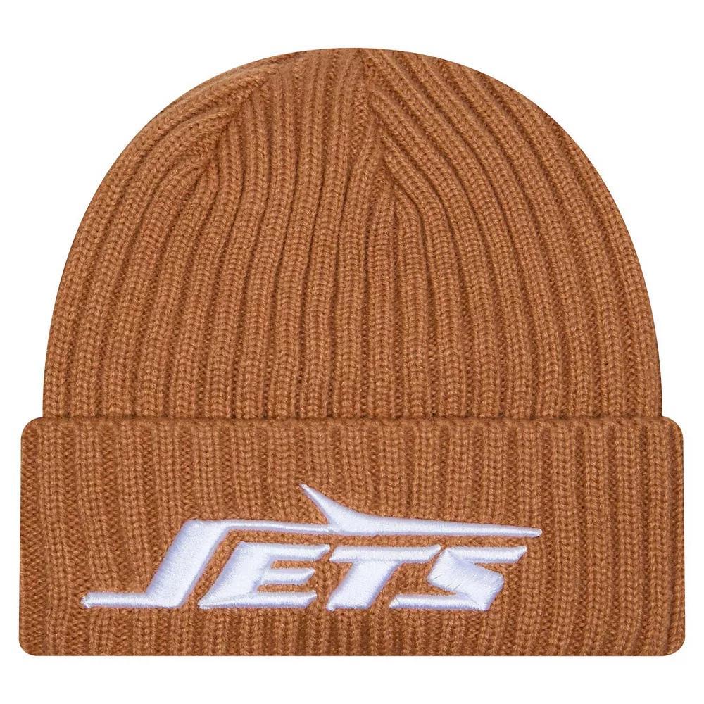 Mens New Era Tan New York Jets Color Pack Cuffed Knit Hat Product Image