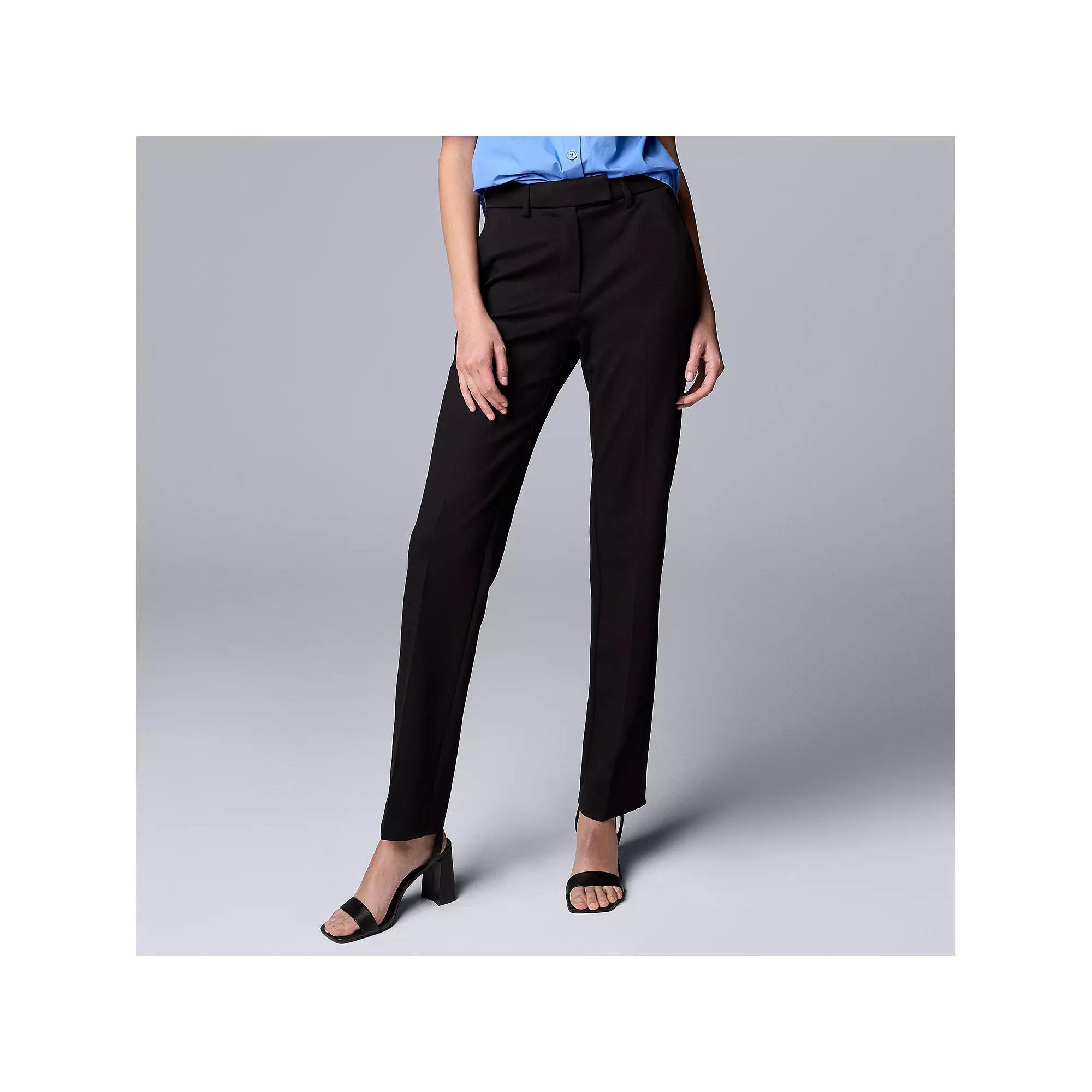 Women's Simply Vera Vera Wang High-Rise Slim Straight Pants, Size: 16 Short, Vera Black Product Image