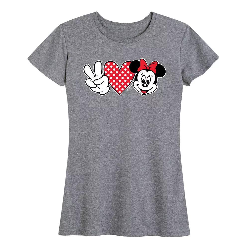 Disney's Minnie Mouse Women's Peace Love Graphic Tee, Size: Large, Grey Royal Blue Product Image