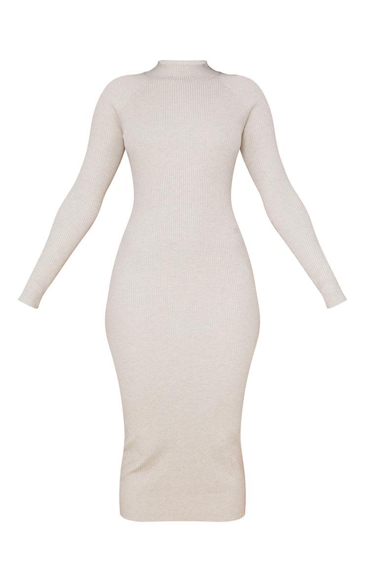 Stone Turtle Neck Knitted Bodycon Maxi Dress Product Image
