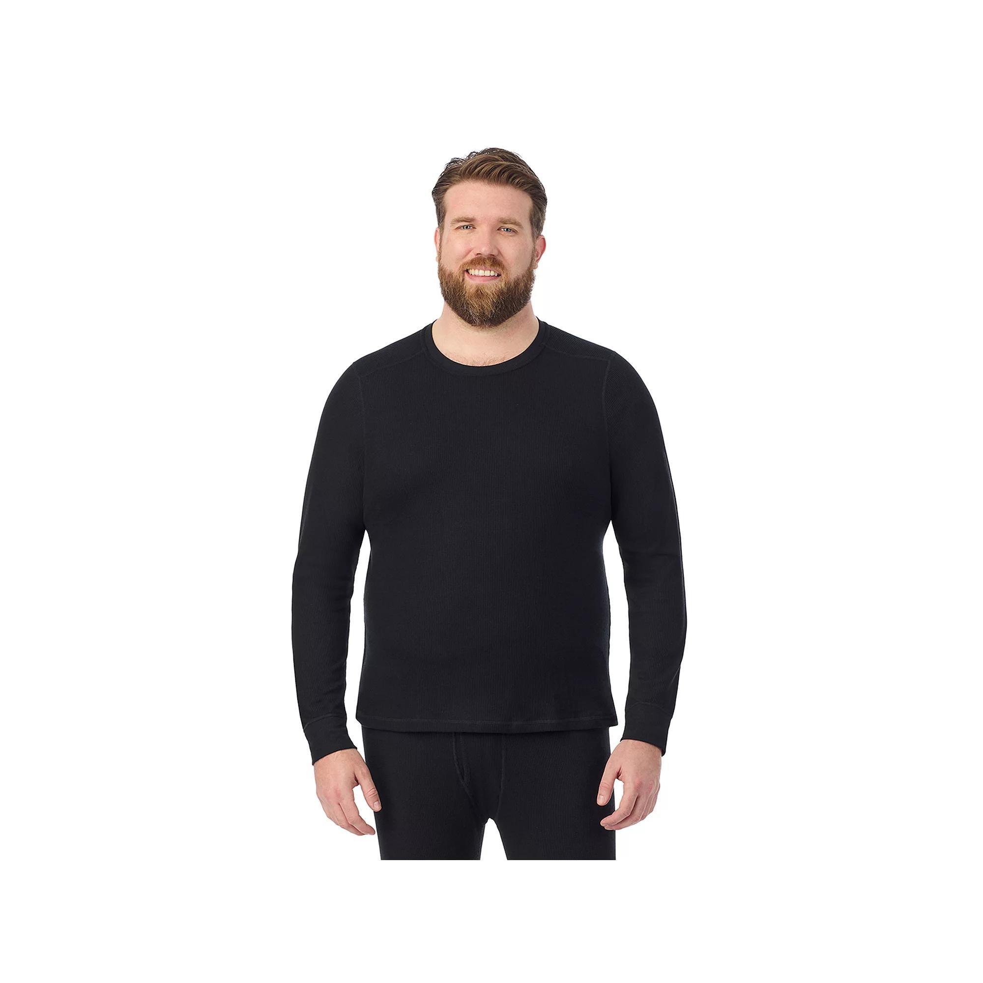 Big & Tall Cuddl Duds® Midweight Waffle Thermal Performance Base Layer Crew Top, Men's, Size: 2XB, Black Product Image