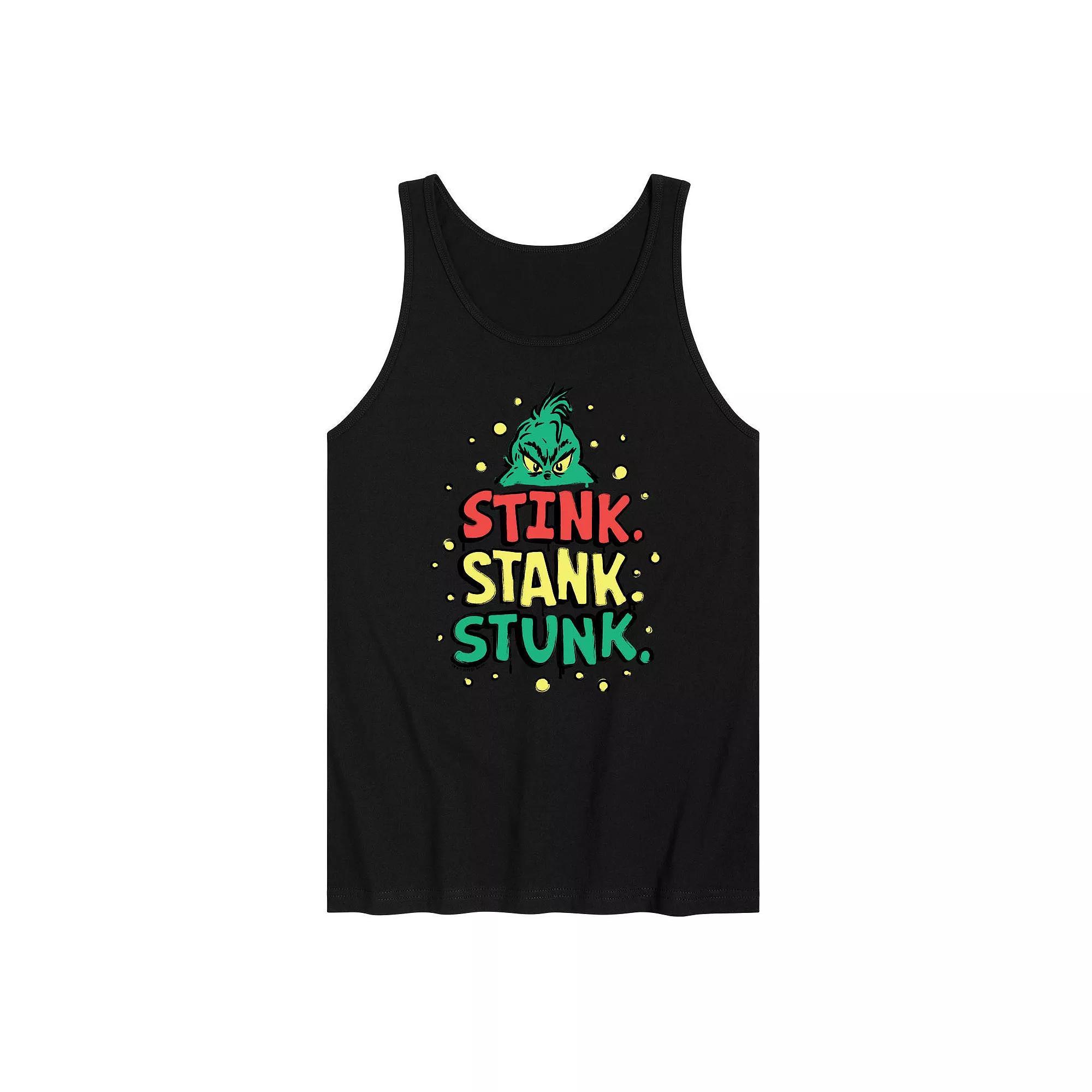 Mens Dr. Seuss The Grinch Stink STank Top Stunk Graphic Tank Top Grey Gray Product Image