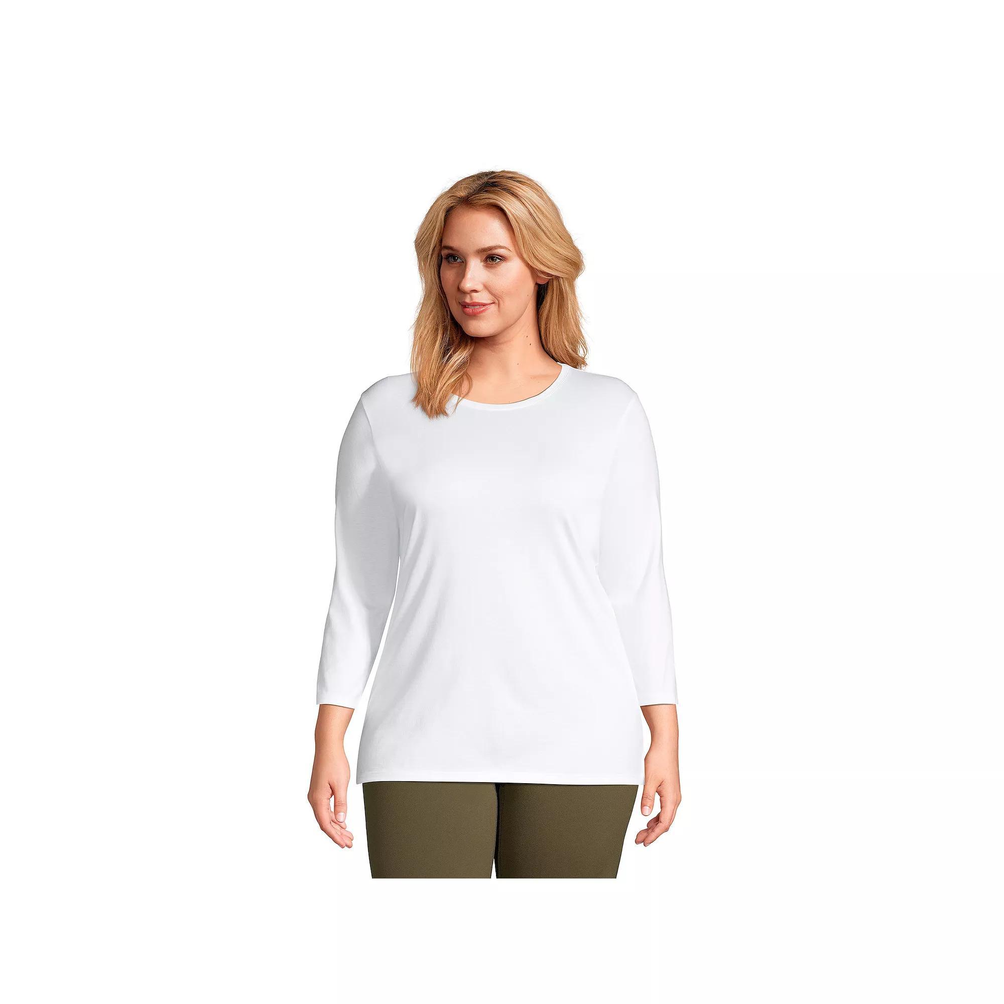 Plus Size Lands' End Supima Cotton Relaxed Fit Crewneck Tunic, Women's, Size: 3XL, Radiant Blue Product Image