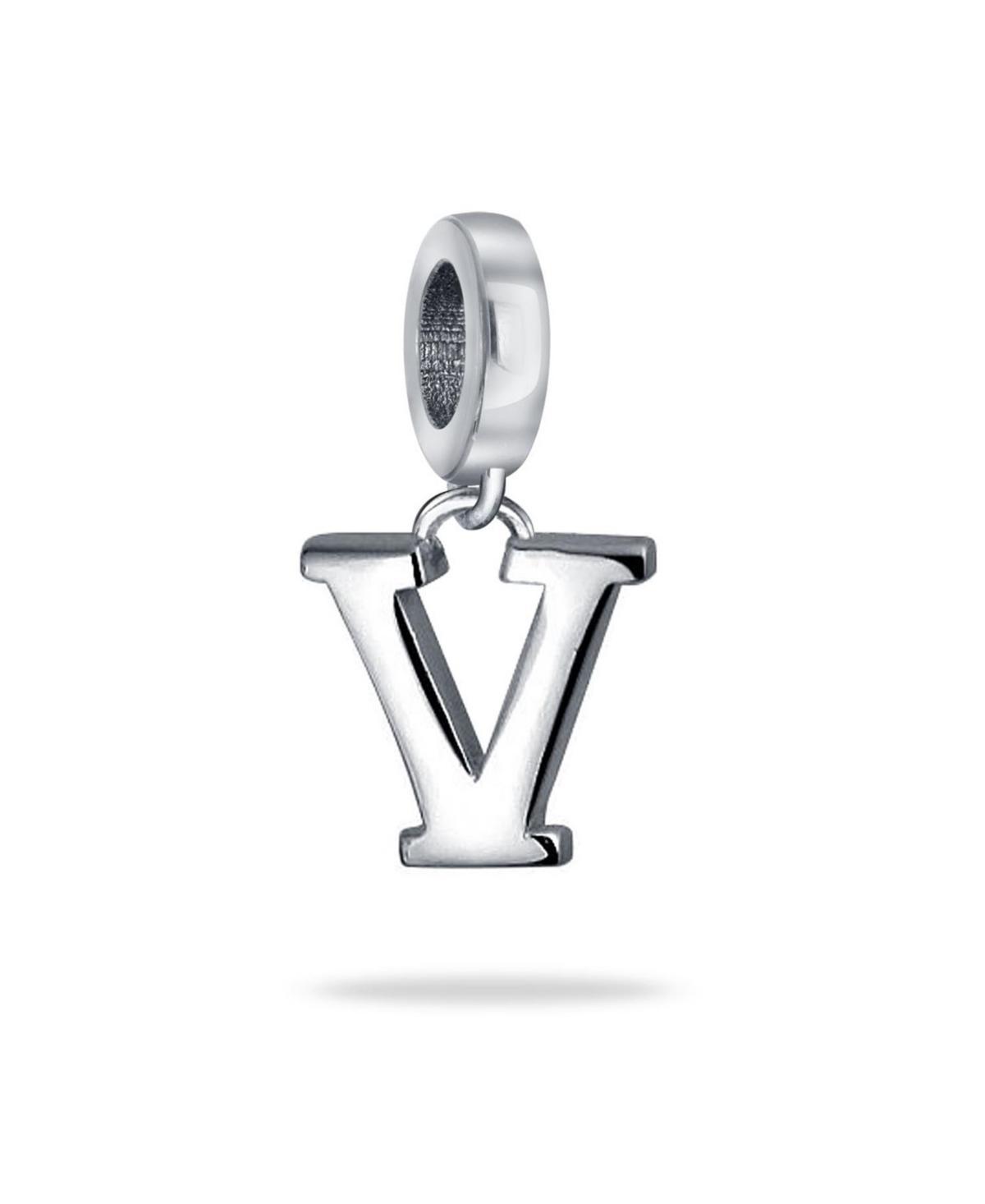 Bling Jewelry Dangle Block Letter A-z Alphabet Initial Charm Bead For Women Solid .925 Sterling Silver Fits European Bracelet Product Image