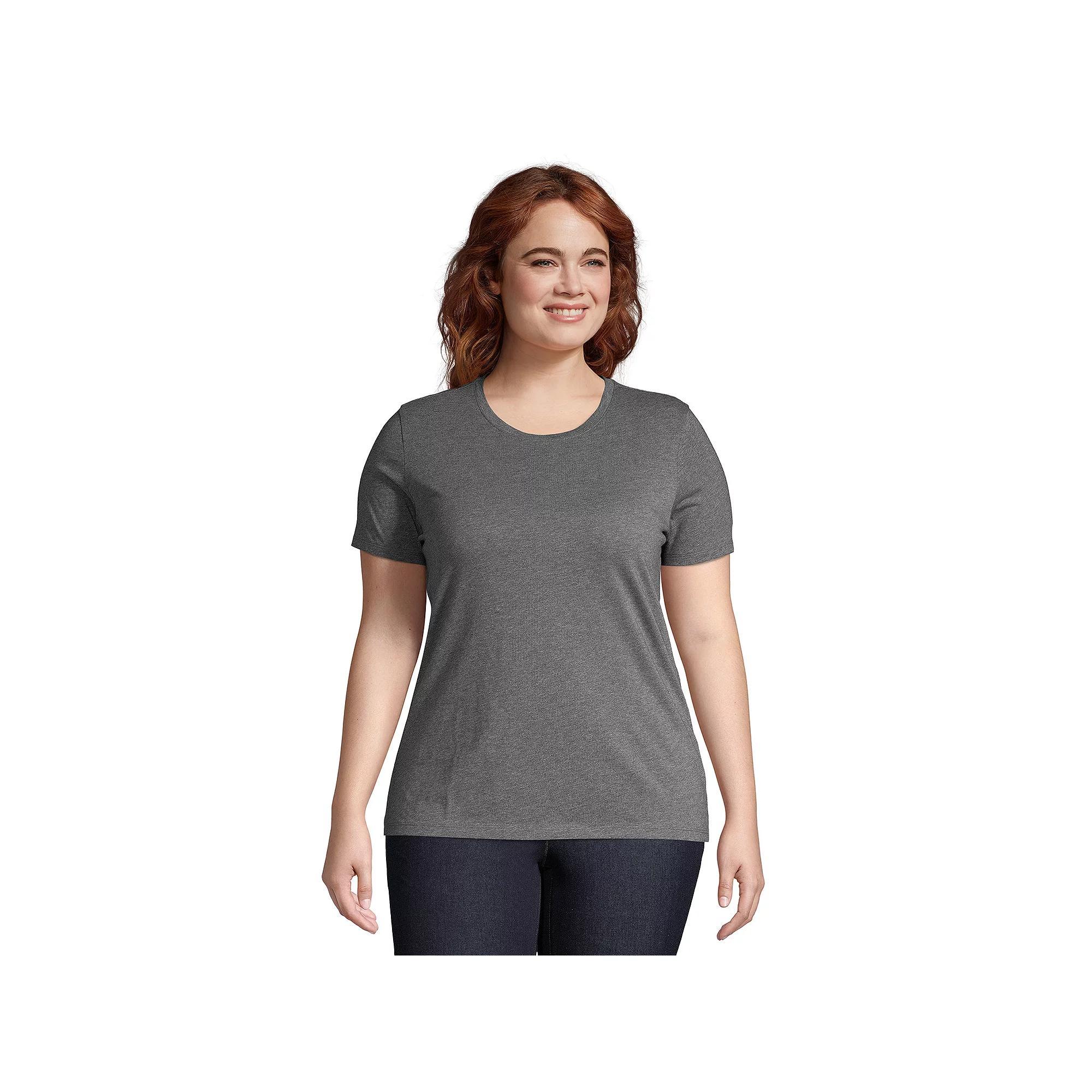 Plus Size Lands' End Relaxed Supima Cotton Crewneck Tee, Women's, Size: 3XL, White Product Image