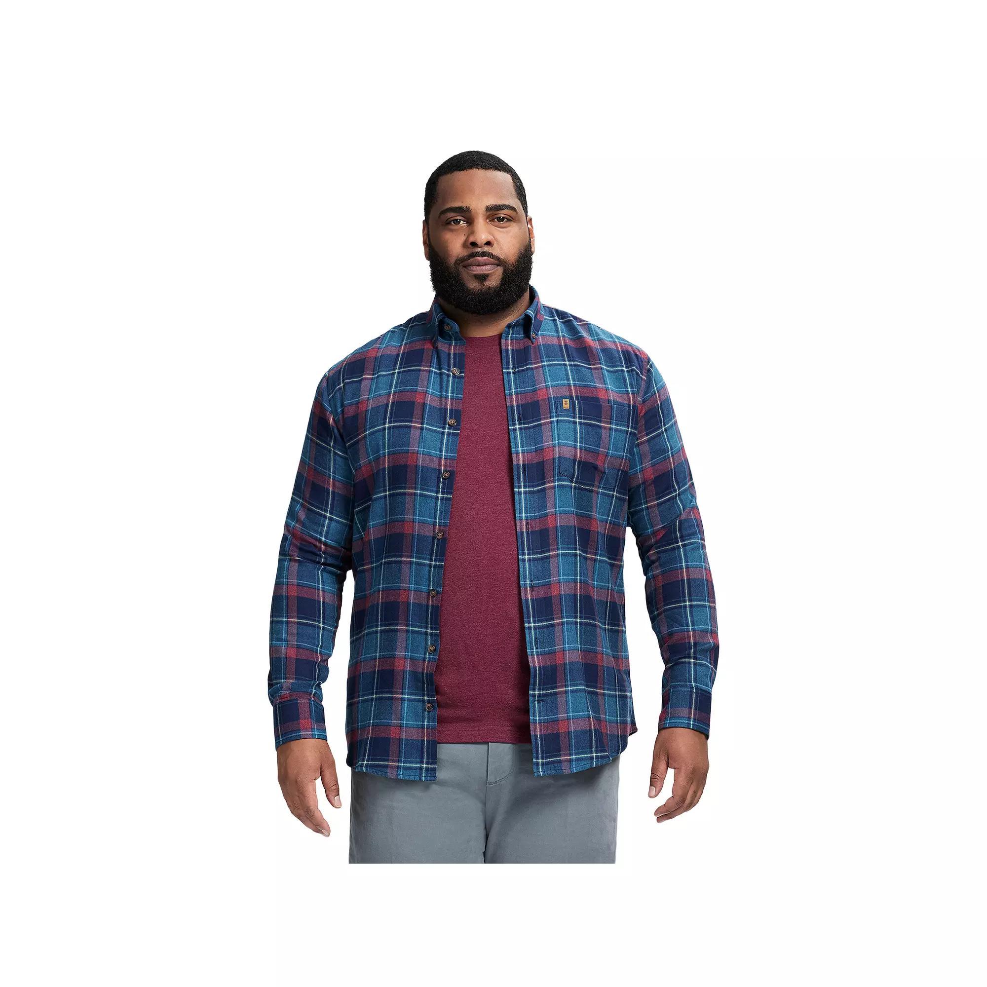 Big & Tall IZOD Stratton Flannel Long Sleeve Button Down Shirt, Men's, Size: 3XB, Bijou Blue Product Image