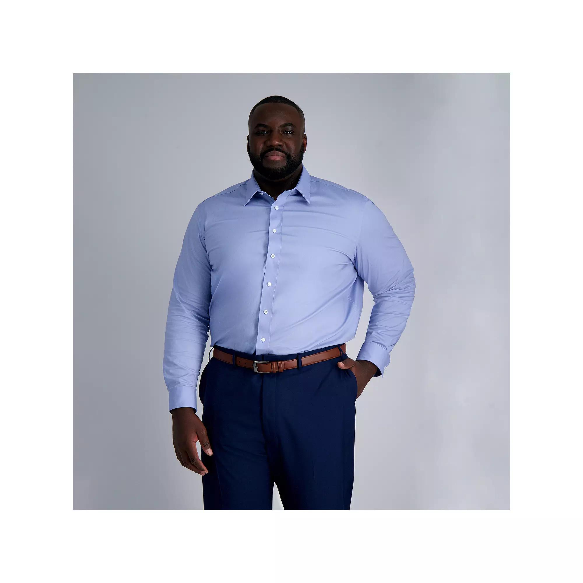 Big & Tall Haggar Premium Comfort Wrinkle Resistant Dress Shirt, Men's, Size: 18.5 35/6T, Blue Solid Product Image