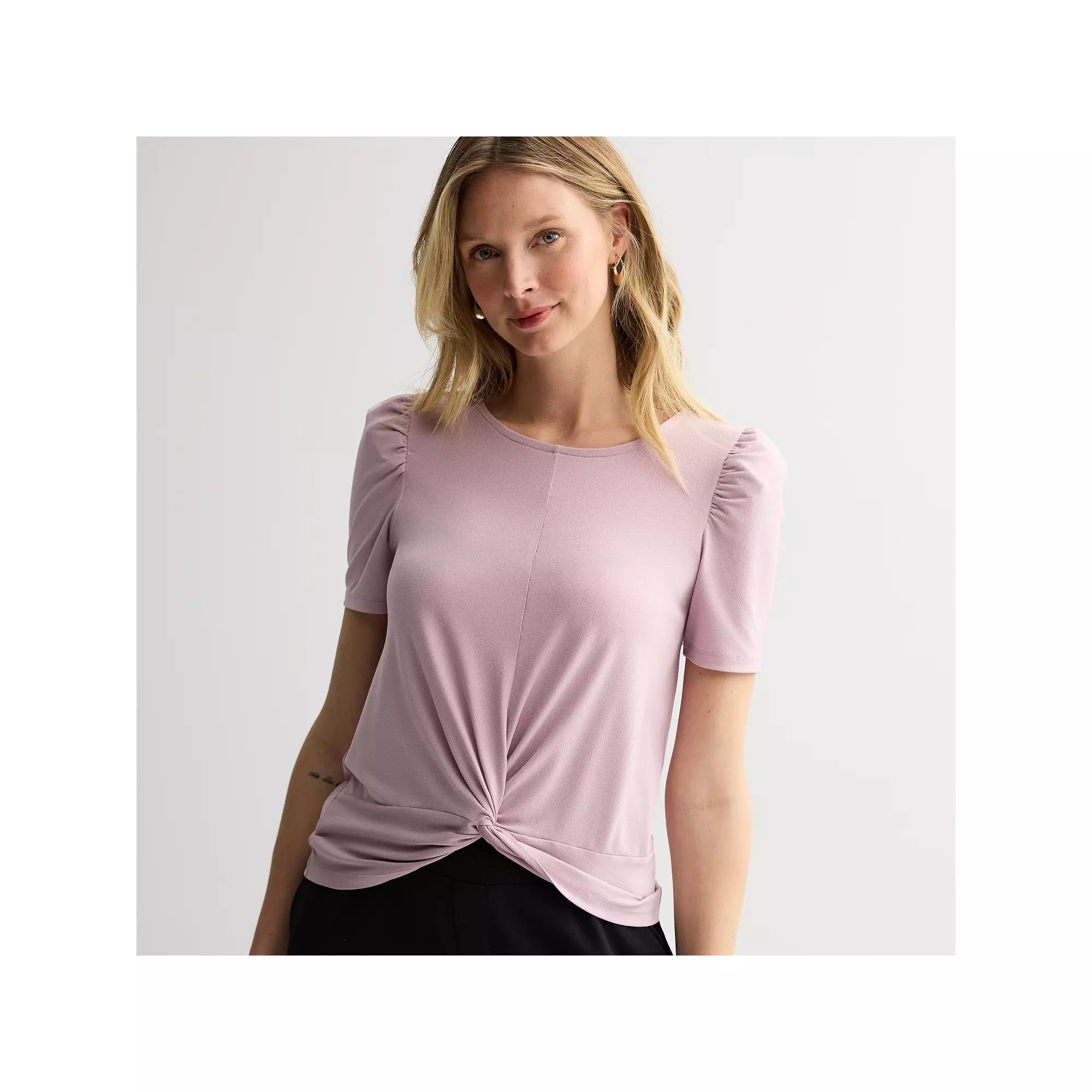 Womens Nine West Twist Front T-Shirt Washed Purple Product Image