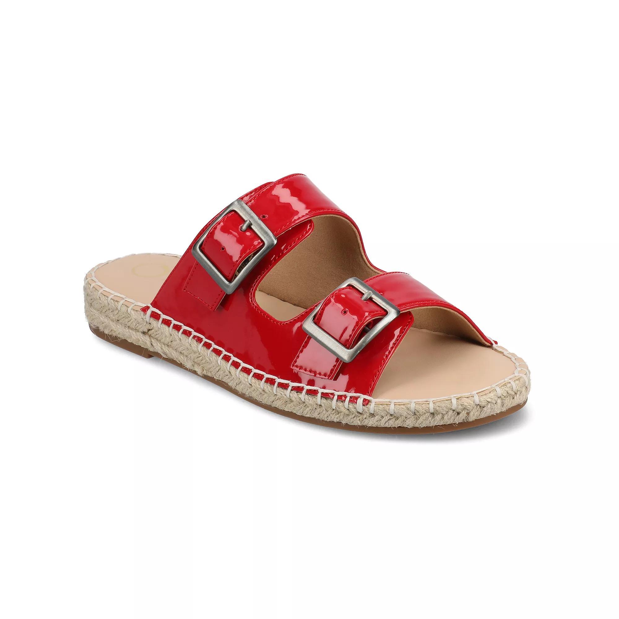 Journee Women's Tresah Double Strap Espadrille Sandals, Size: 7, Patent Red Product Image