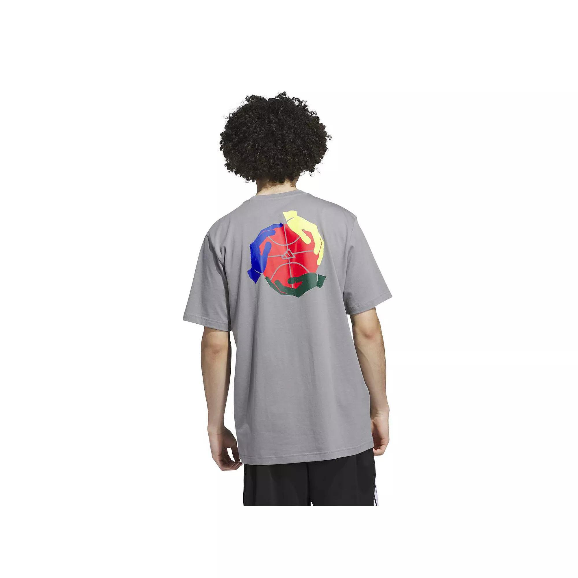Men's adidas Get Buckets Graphic Basketball Tee, Size: Large, Gray Product Image