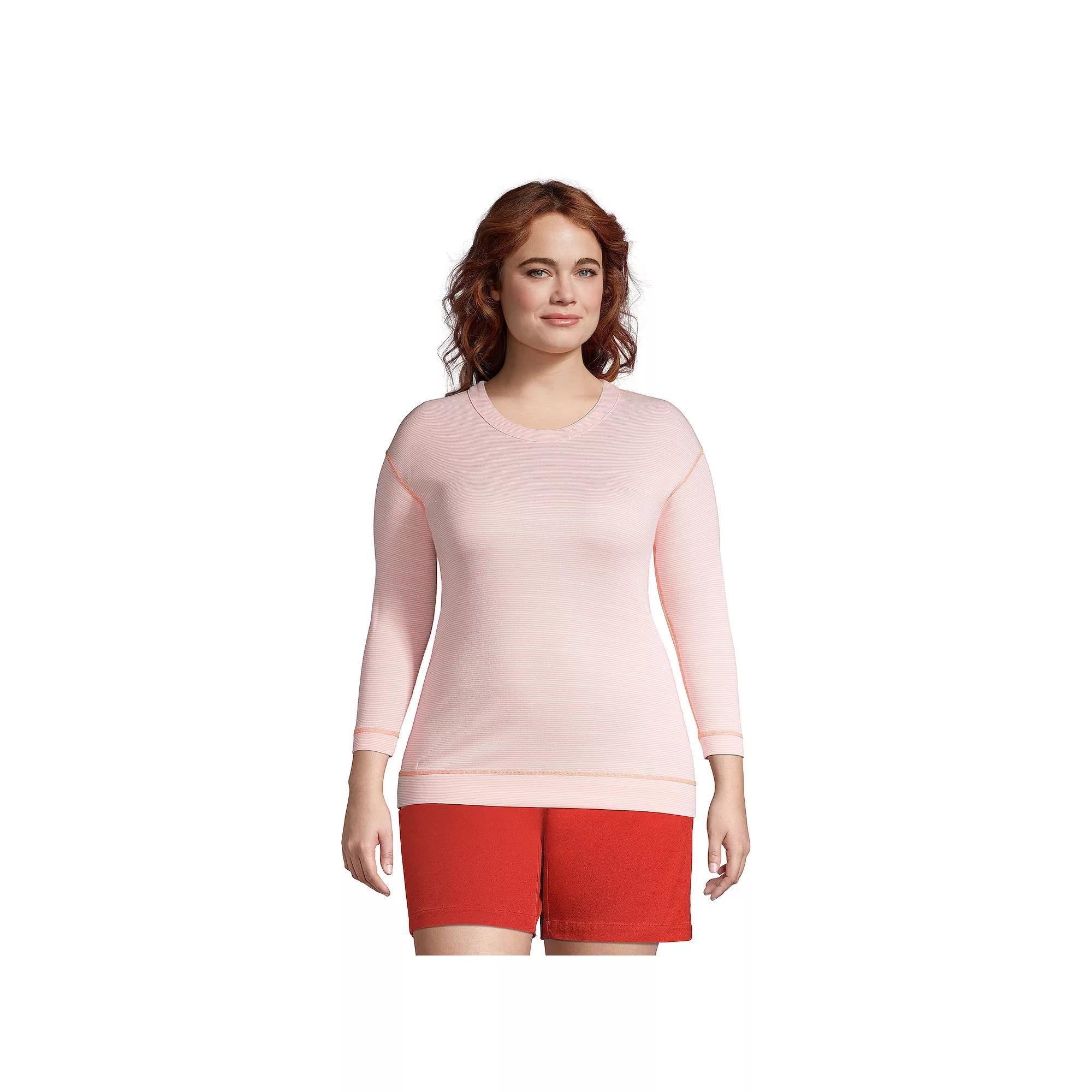 Women's Lands' End Reversible Striped 3/4-Sleeve Top, Size: 1XL, Crisp Pink Stripe Product Image