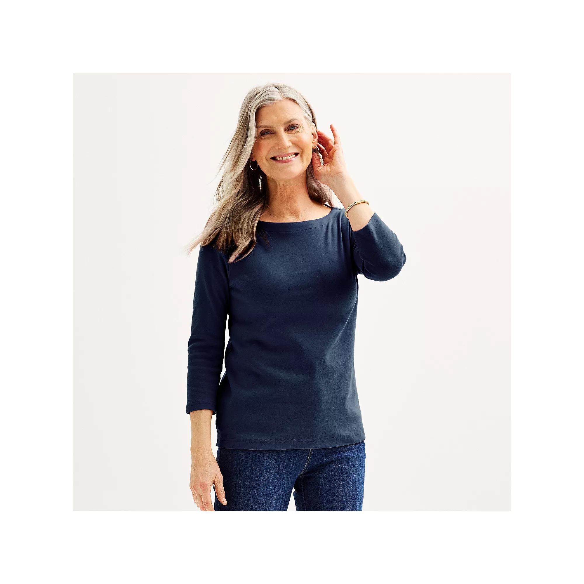 Women's Croft & Barrow® Boatneck Top, Size: XXL, Seattle Blue Product Image