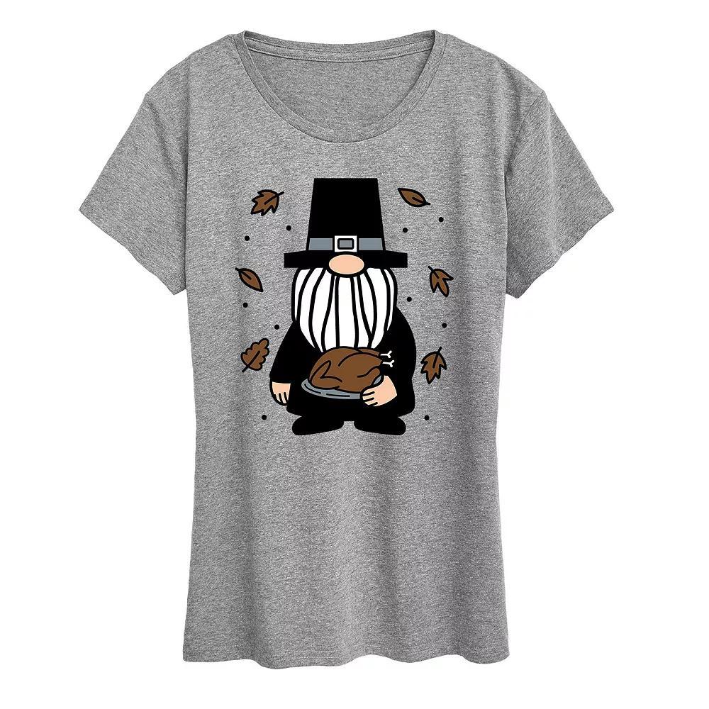 Women's Pilgrim Gnome Graphic Tee, Size: Large, Grey Gray Product Image