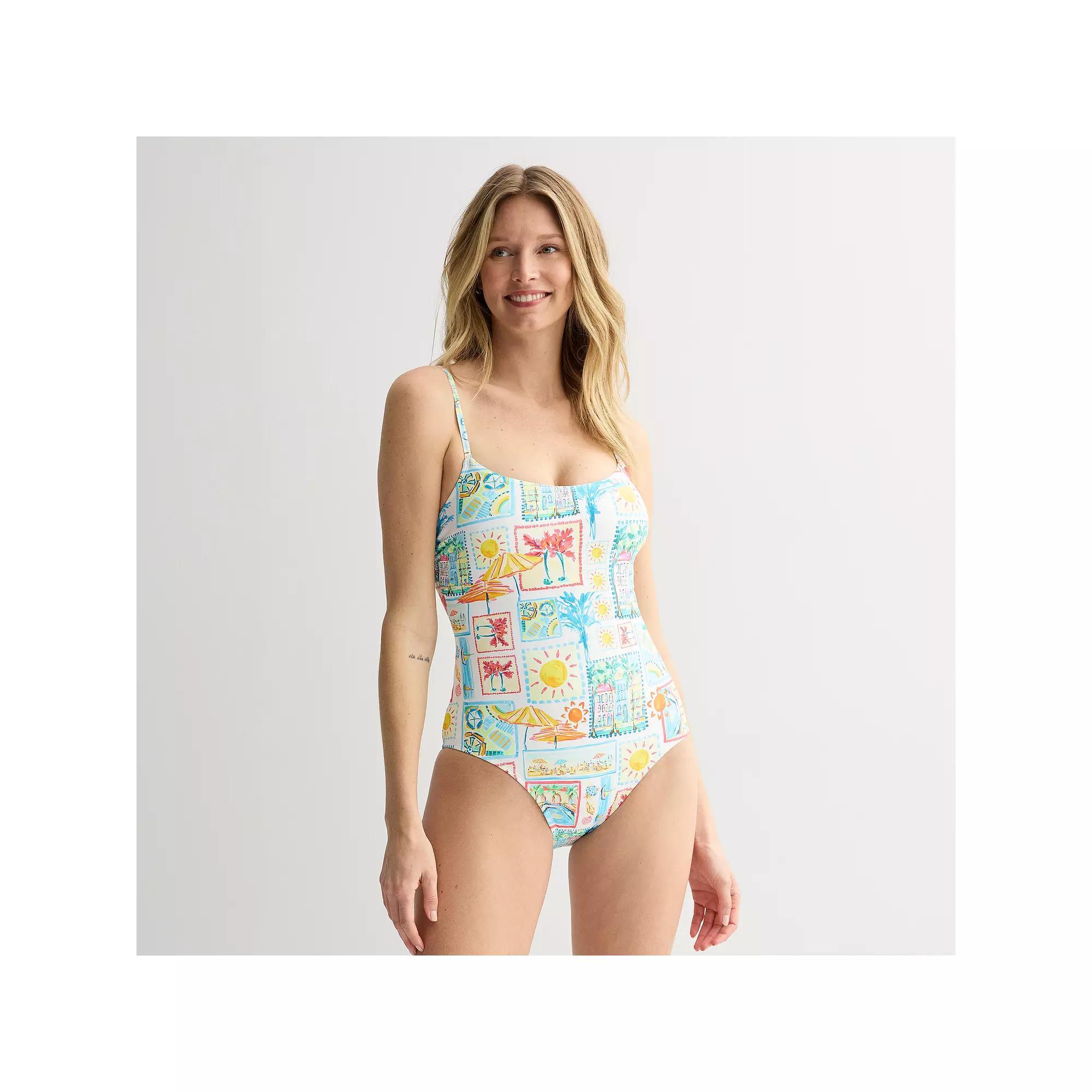 Women's Freshwater Lace Up Back Cami One-Piece Swimsuit, Size: Medium, Mykonos Product Image