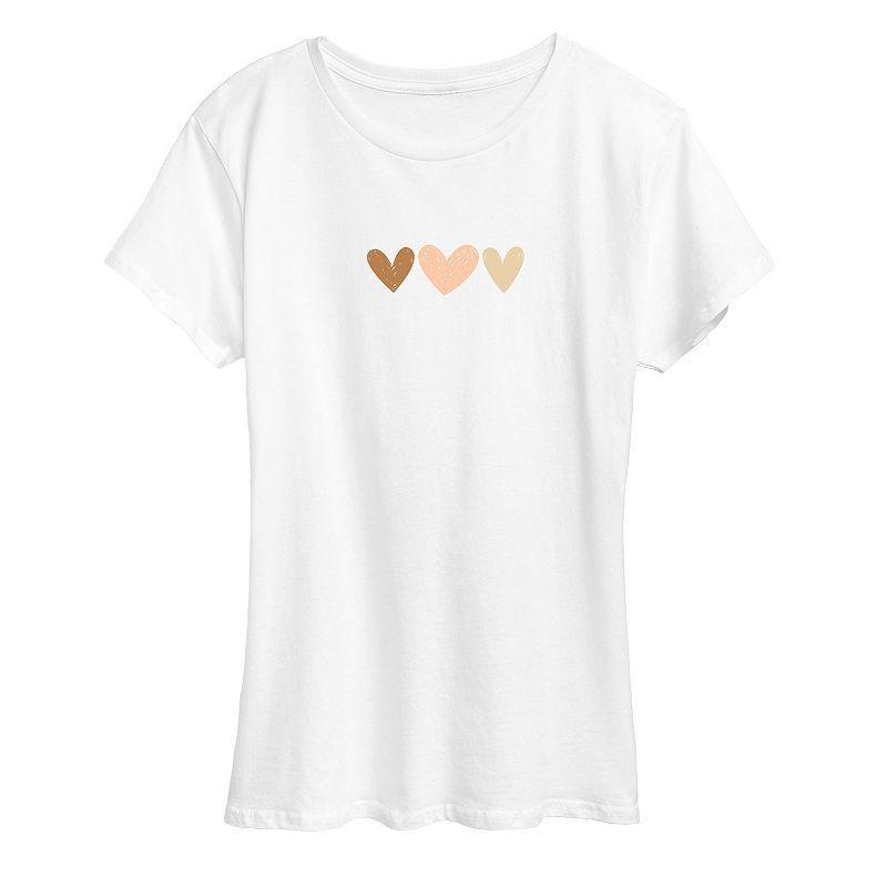 Plus Sketchy Hearts Graphic Tee, Womens Product Image