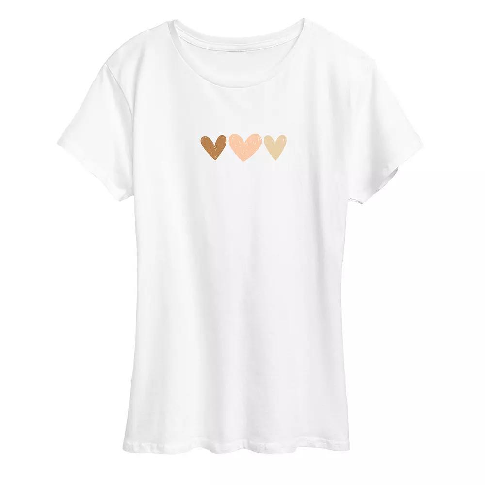 Plus Sketchy Hearts Graphic Tee, Womens Product Image