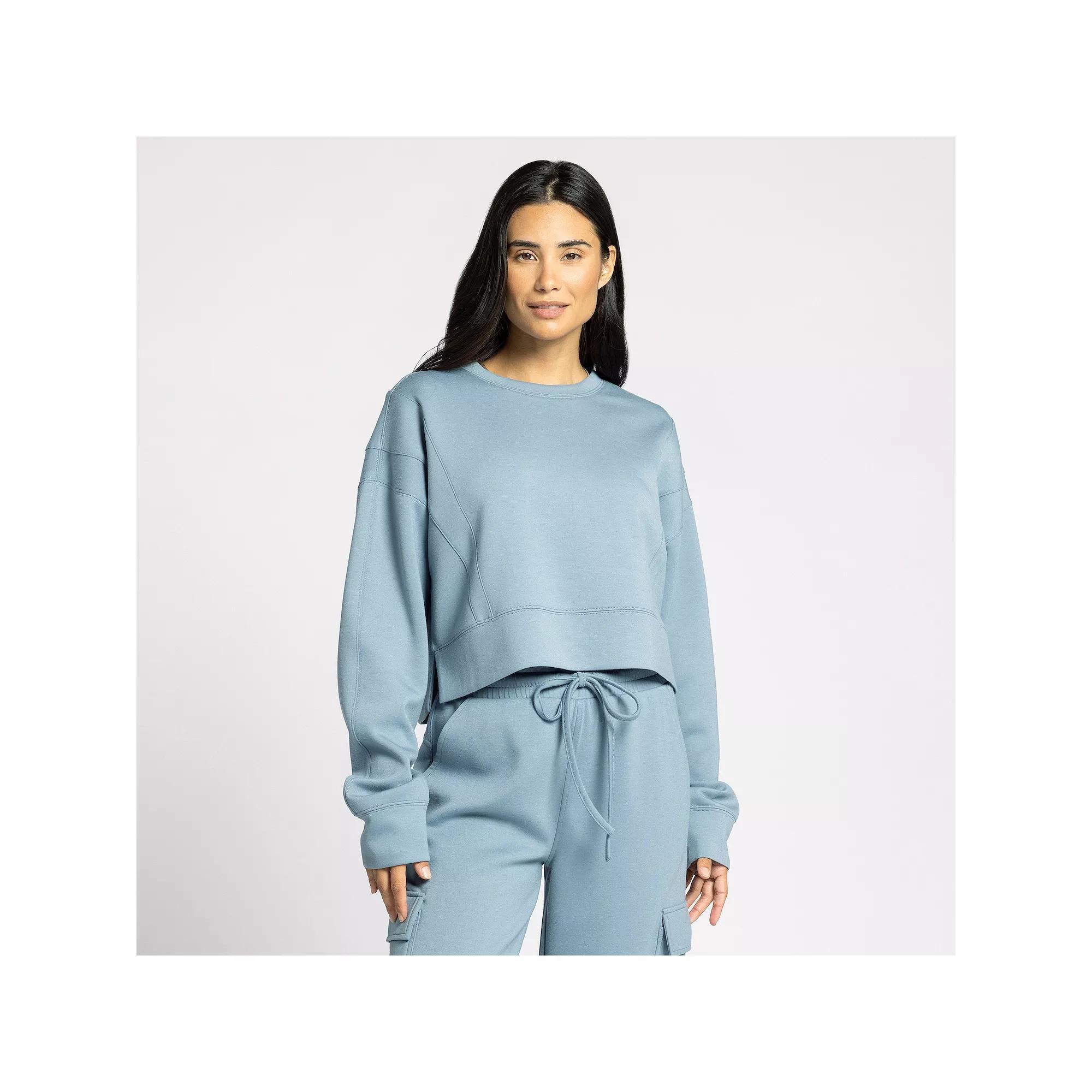 Women's Thread & Supply Cropped Crewneck Sweatshirt, Size: Large, Grey Grey Product Image