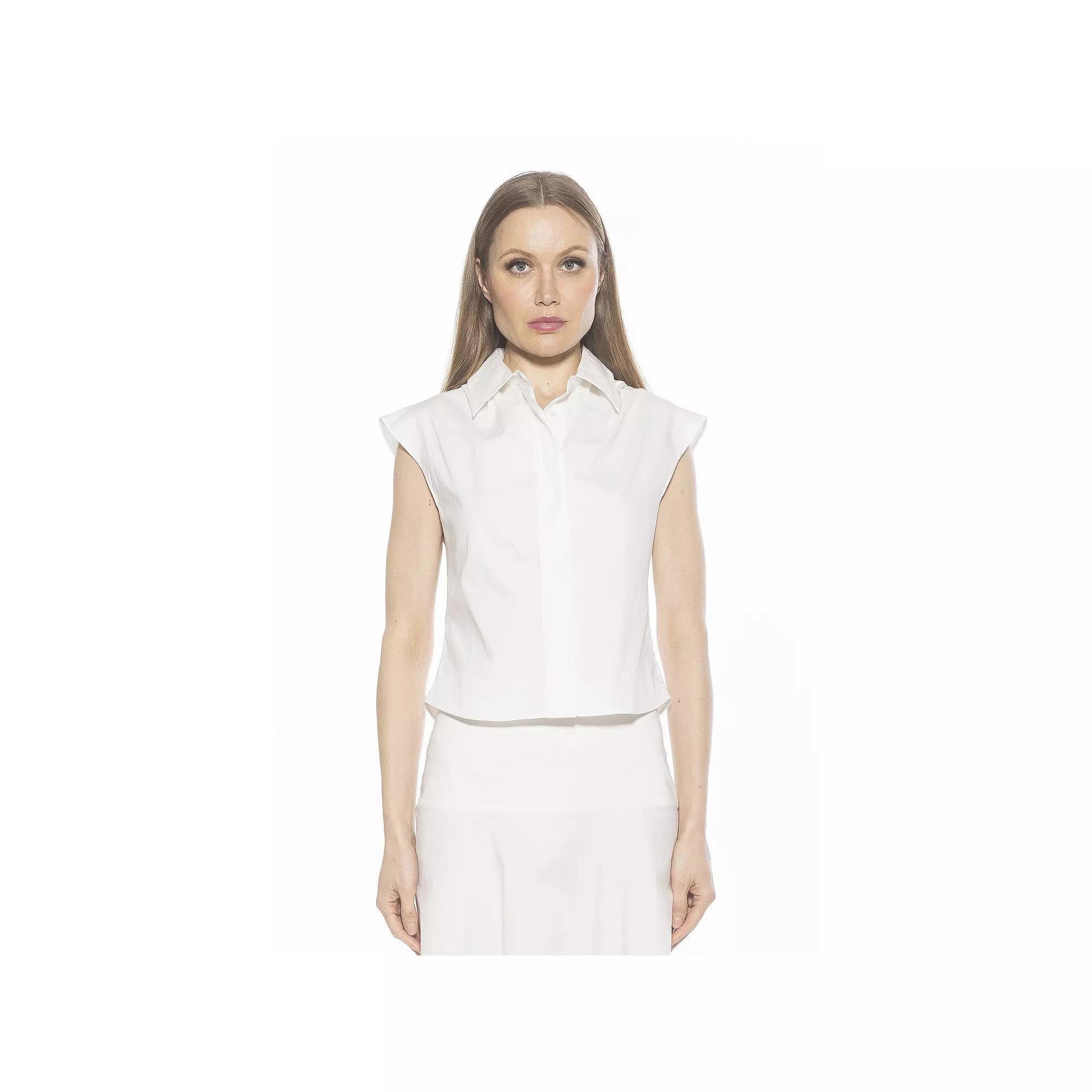 Women's ALEXIA ADMOR Juniper Sleeveless Button Down Cotton Shirt, Size: 2, Ivory Product Image