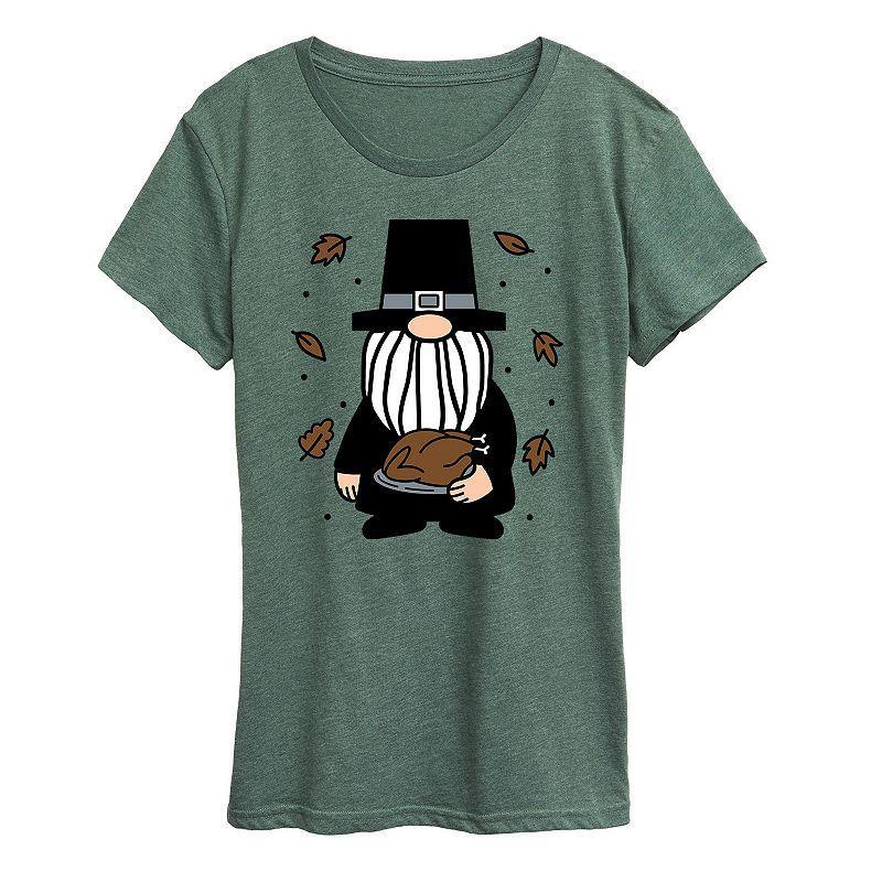 Women's Pilgrim Gnome Graphic Tee, Size: Large, Grey Gray Product Image