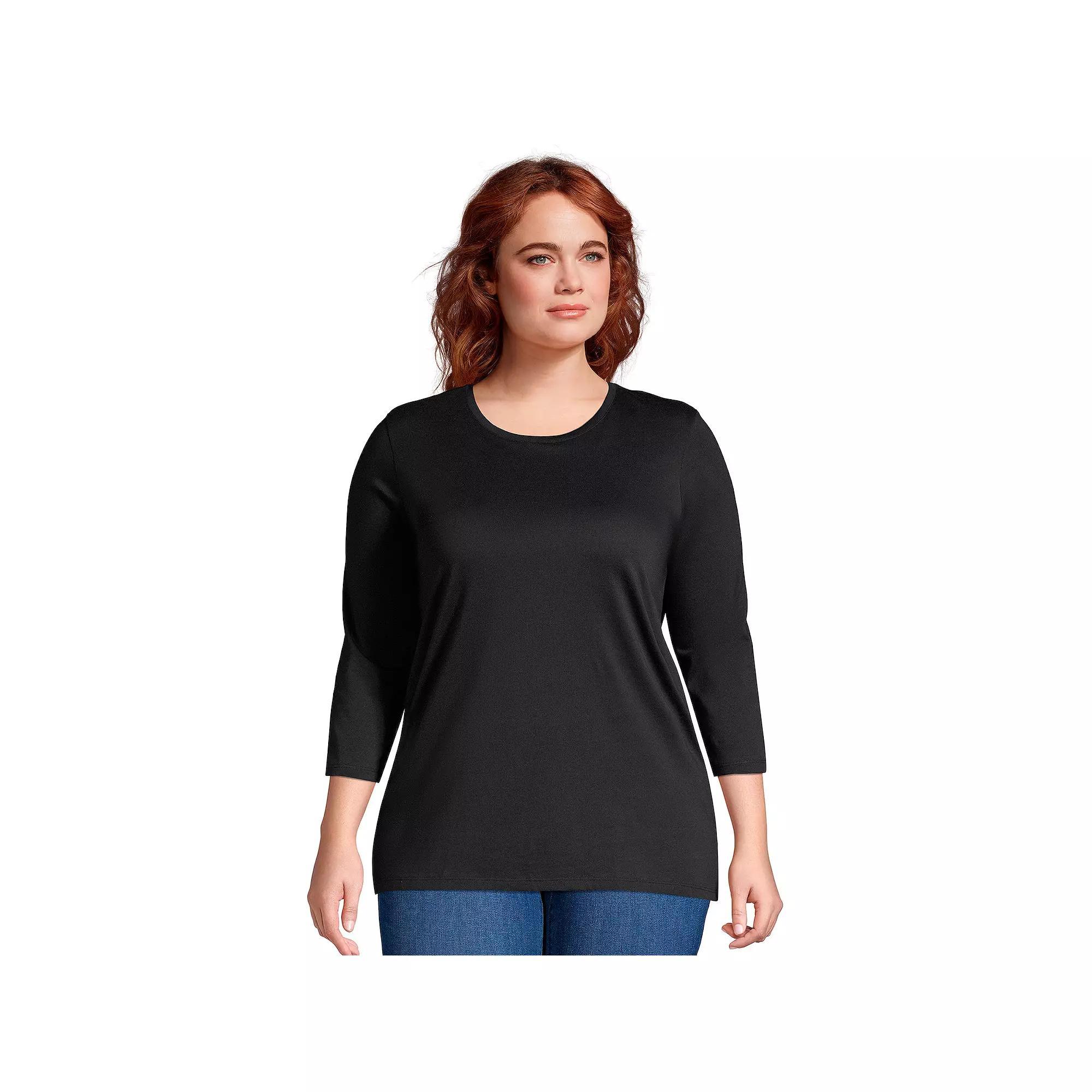 Plus Size Lands' End Supima Cotton Relaxed Fit Crewneck Tunic, Women's, Size: 3XL, Radiant Blue Product Image