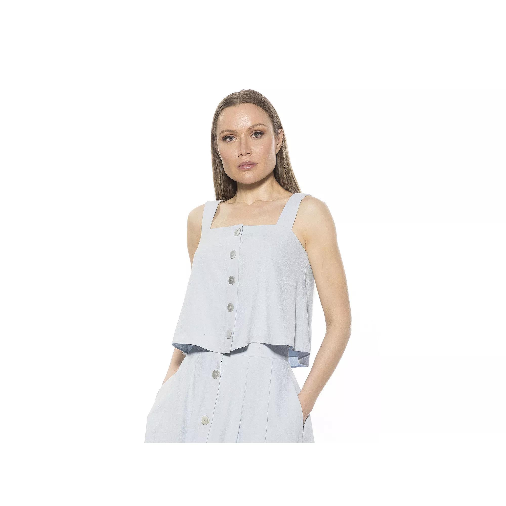 Women's ALEXIA ADMOR Elena Button Down Trapeze Tank Top, Size: 6, Light Blue Product Image