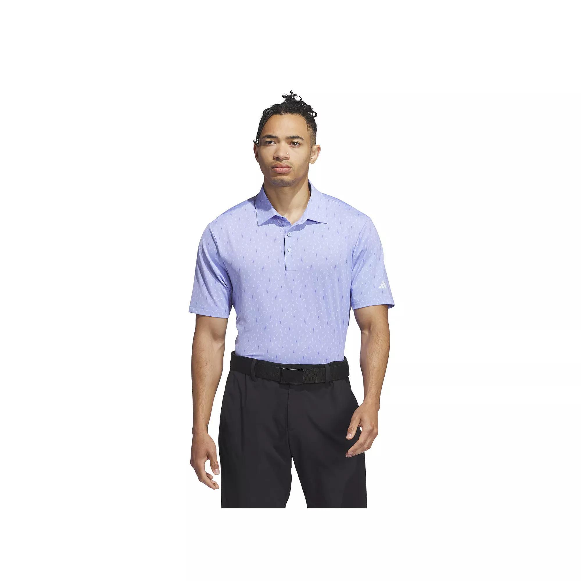 Men's adidas Ultimate365 Allover Print Polo Shirt, Size: Small, Blue Product Image