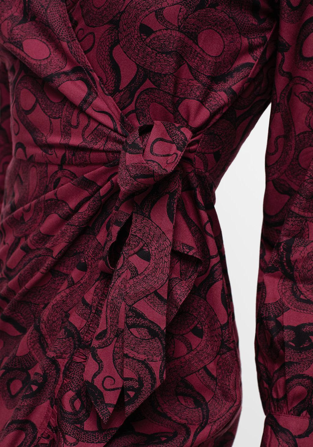 Ophidia Snakes Print Wrap Maxi Dress - Red Product Image