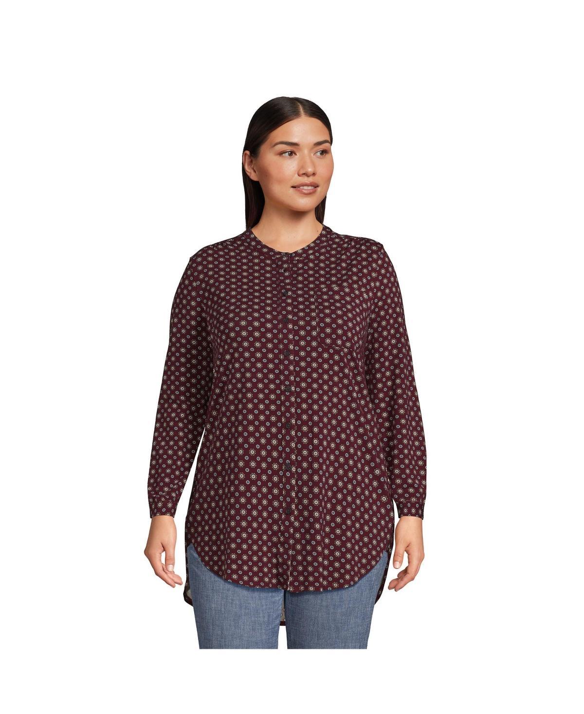 Plus Size Lands' End Long Sleeve Jersey A-line Tunic, Women's, Size: 2XL, Black Product Image