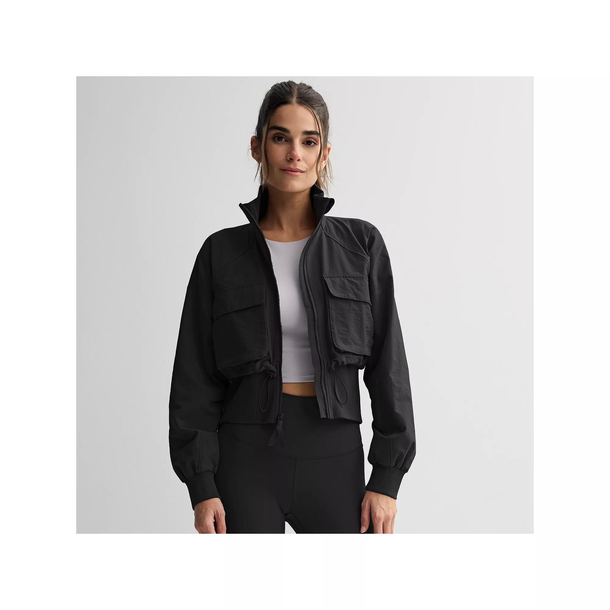 Women's FLX Woven Rib Mix Jacket, Size: XS, Mineral Black Product Image