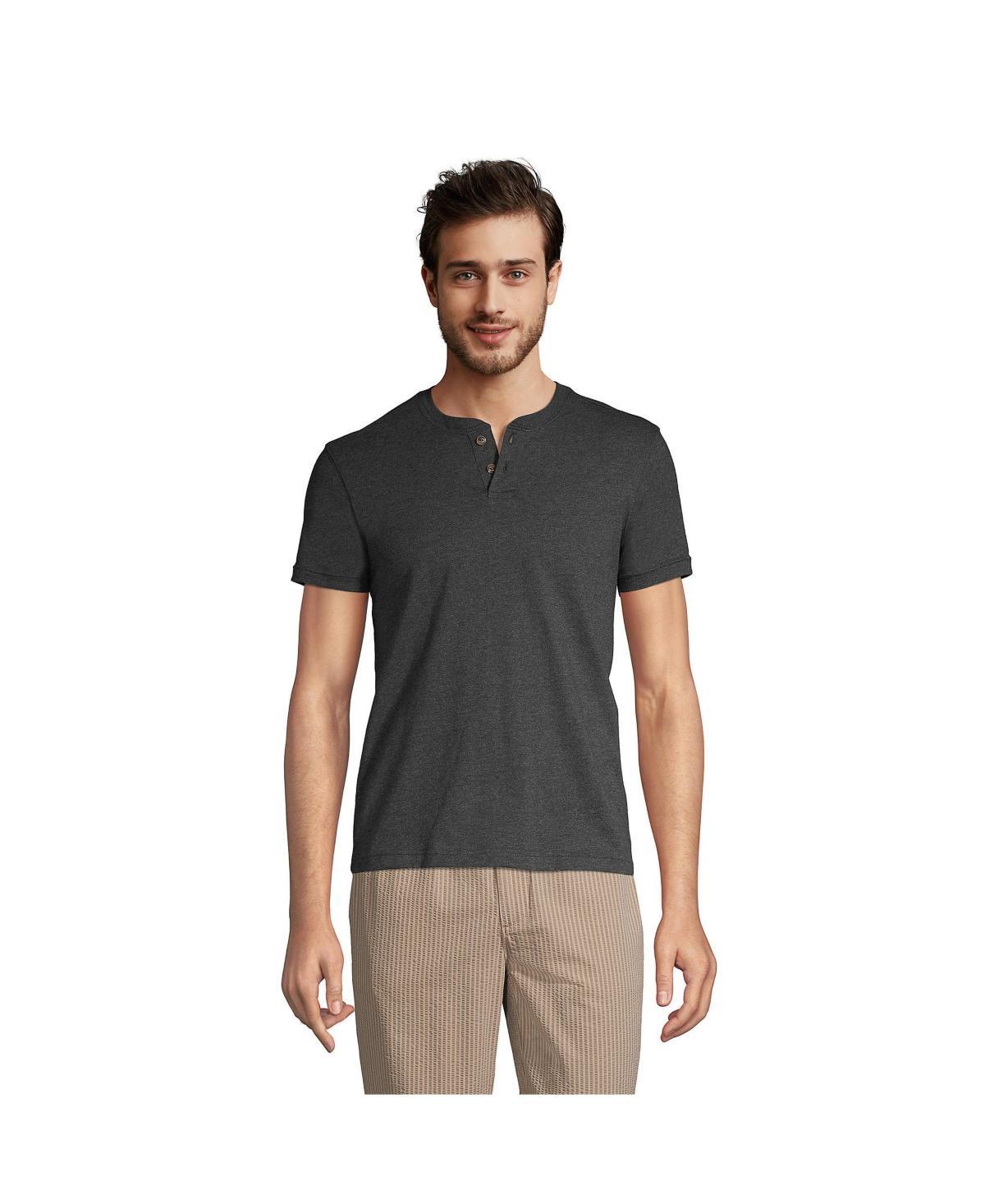Big & Tall Lands' End Short Sleeve Super-T Henley, Men's, Size: 4XB, White Product Image