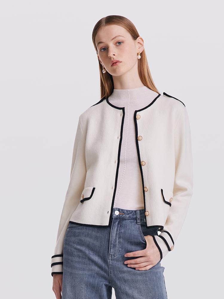 Contrast Soft Woolen Cardigan Product Image