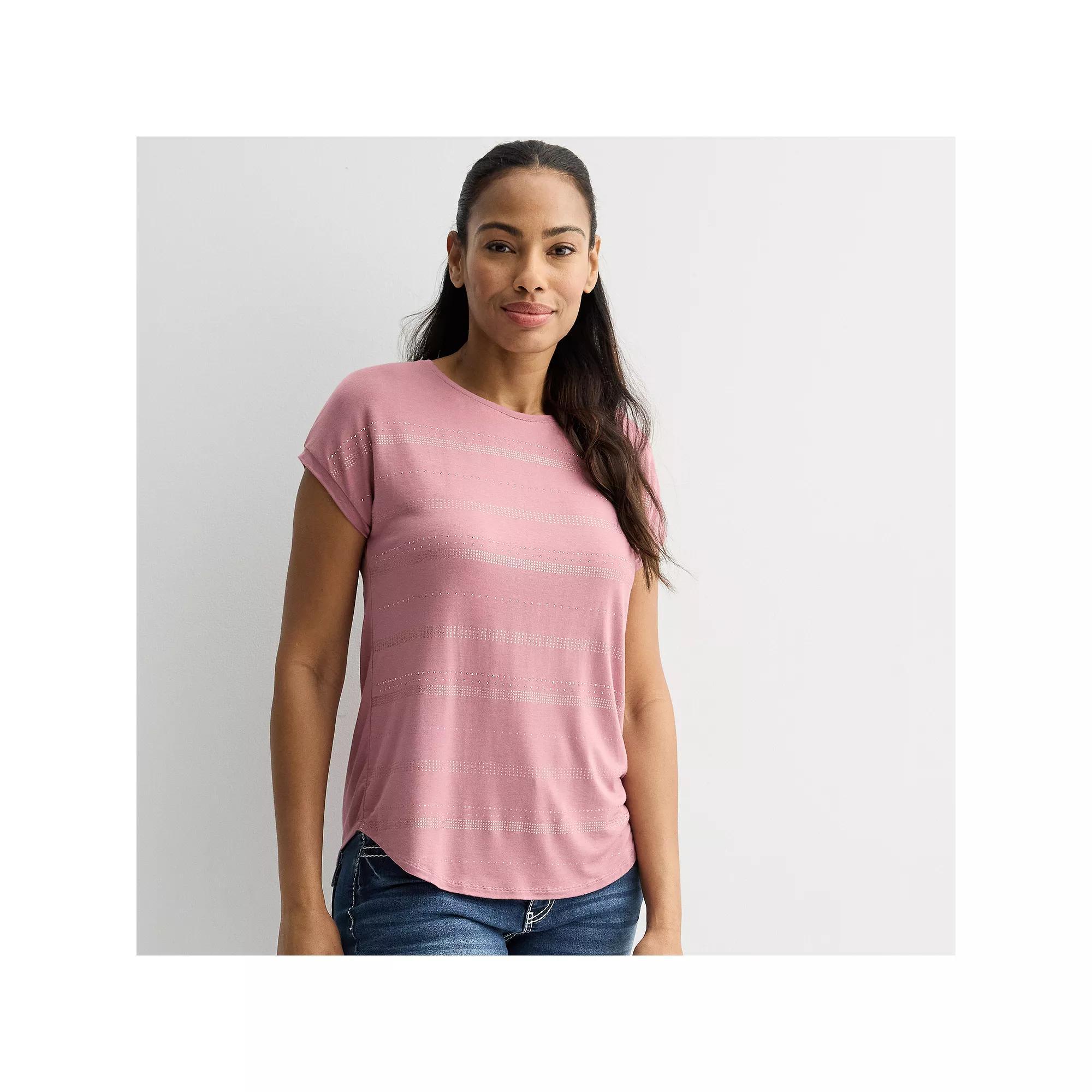 Women's Apt. 9® Short Sleeve Embellished Top, Size: XXL, Mahal Pink Product Image