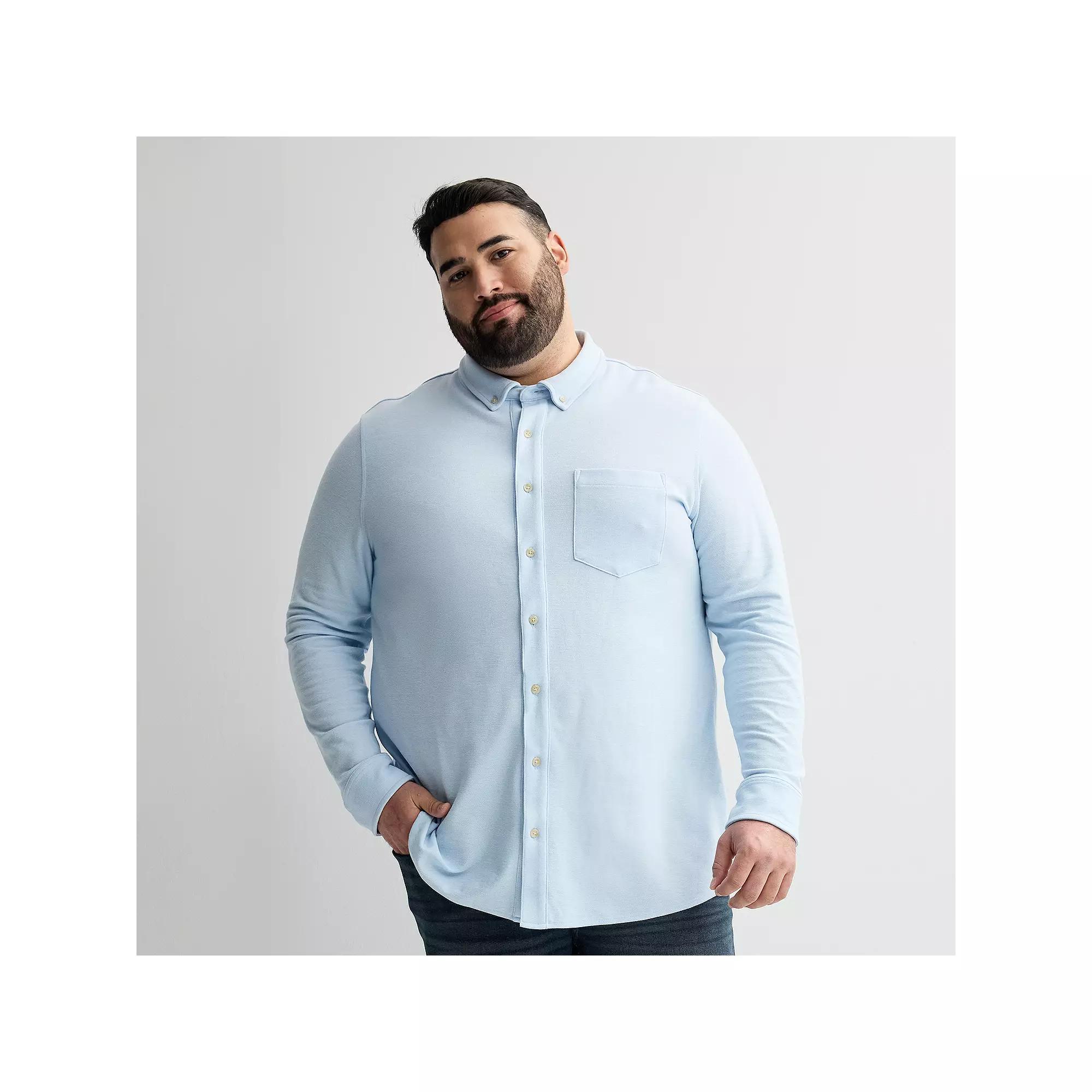 Big & Tall Sonoma Goods For Life® Everyday Long Sleeve Knit Button-Down Shirt, Men's, Size: 2XB, Light Blue Product Image
