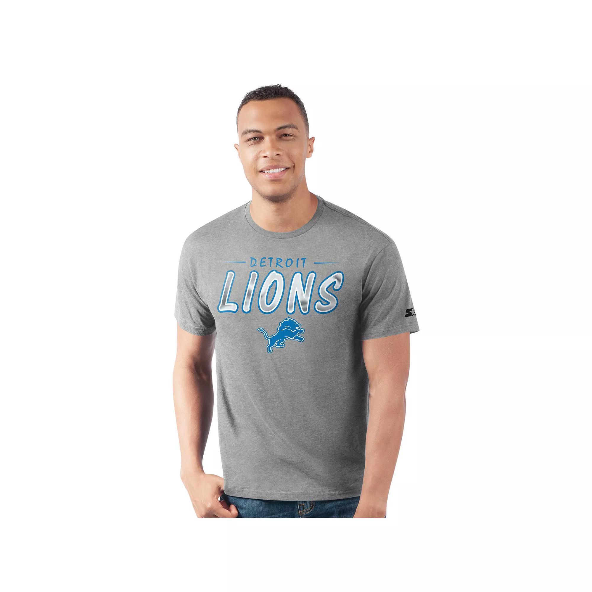 Men's Starter  Heather Gray Detroit Lions Prime Time T-Shirt, Size: Small, Grey Product Image