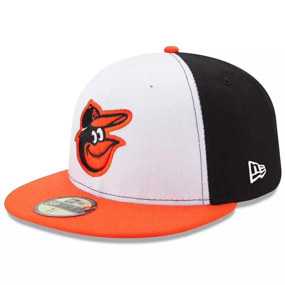Men's New Era White/Orange Baltimore Orioles Home Authentic Collection On-Field 59FIFTY Fitted Hat, Size: 6 7/8 Product Image