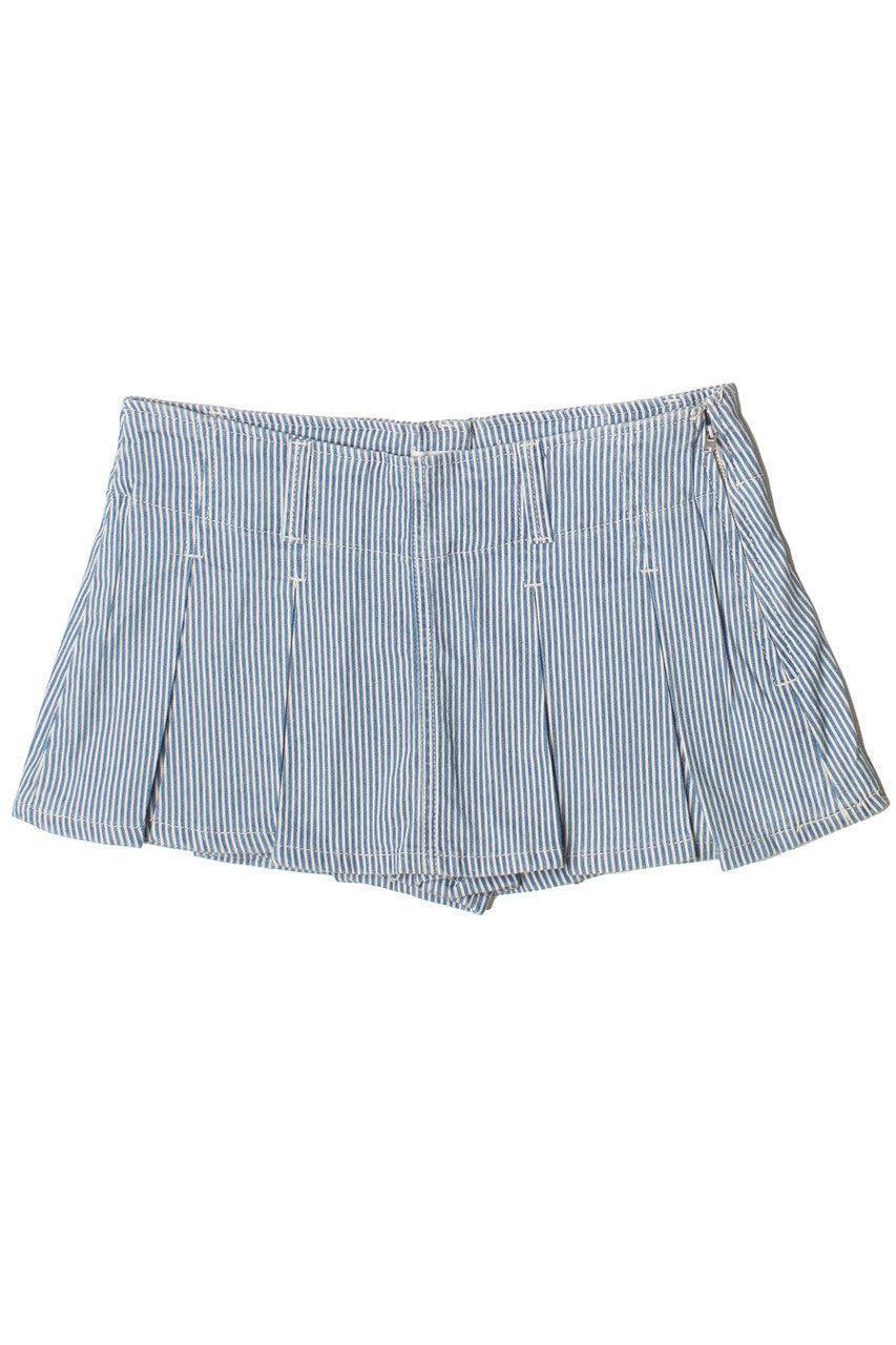 Low Rise Denim Pleated Mini Skort Product Image