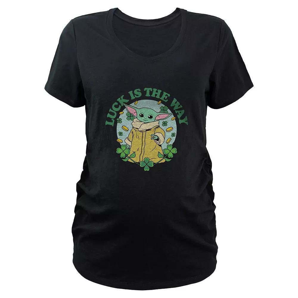 Maternity Star Wars The Mandalorian The Child Luck Is The Way Graphic Tee, Women's, Size: XXL-MAT, Black Product Image
